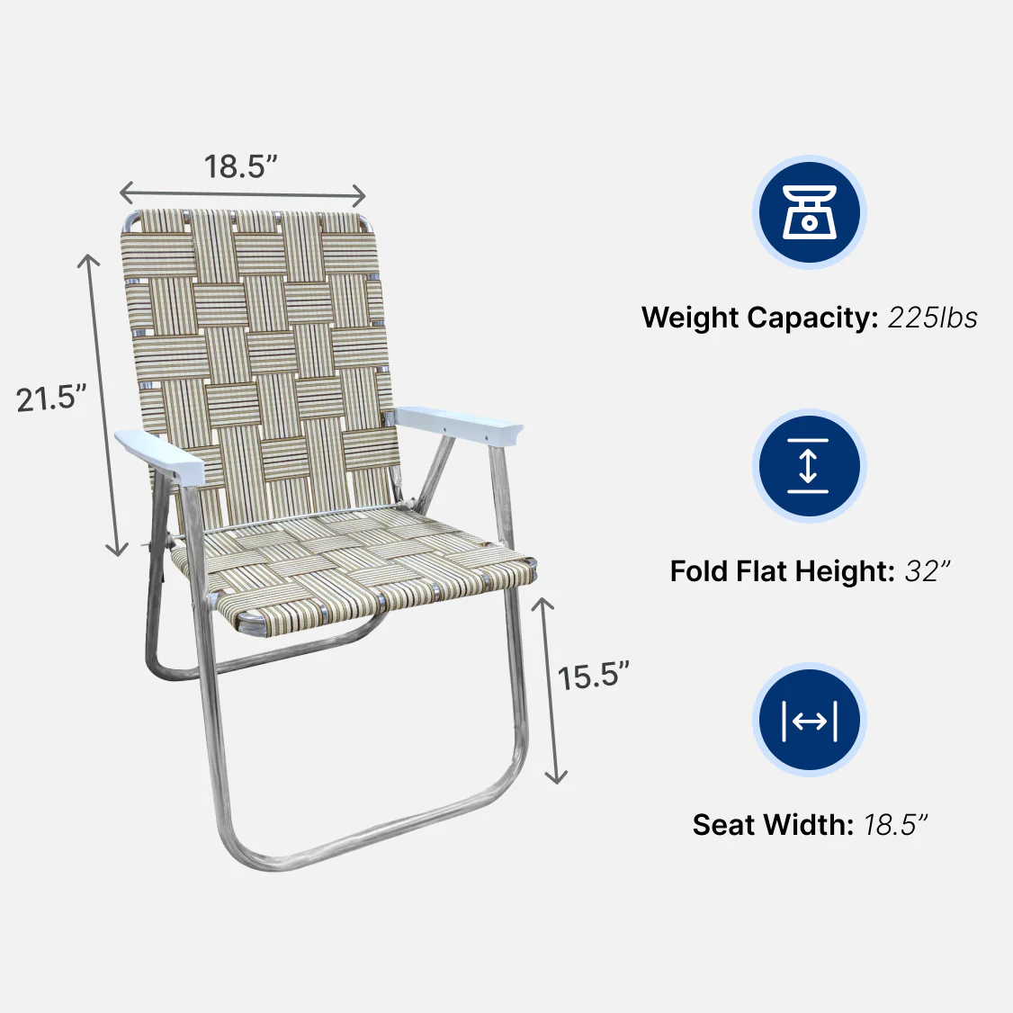 Tan Stripe Classic Lawn Chair - Image 5